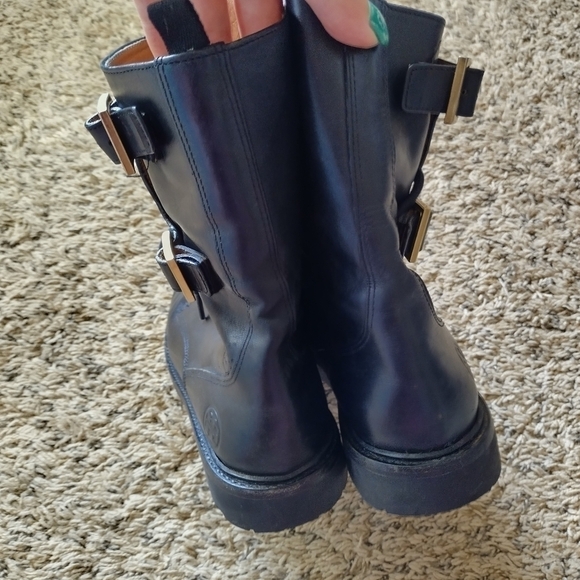 Tory Burch Lukas Flat moto vegan leather lace up Booties sz 8,5 - Picture 7 of 10